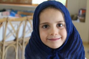 Israeli Jewish girl wrapped in her scarf hijab-style